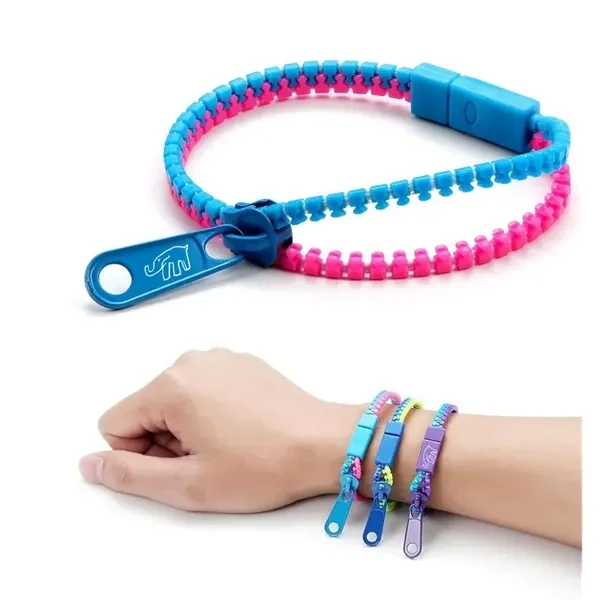 Custom 7.4 Inch Two Tone Plastic Zipper Bracelets — Resin Aircraft Buckle Event Wristband 1