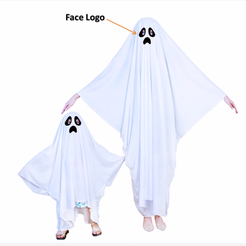 Halloween White Ghost Cloak Costume for Adult Kids Cosplay
