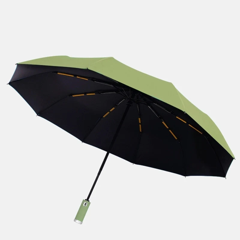 Windproof Travel Automatic Umbrella with Flashlight Handle 1