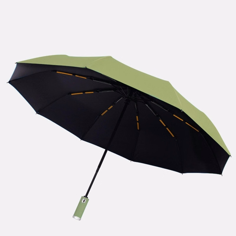 Windproof Travel Automatic Umbrella with Flashlight Handle
