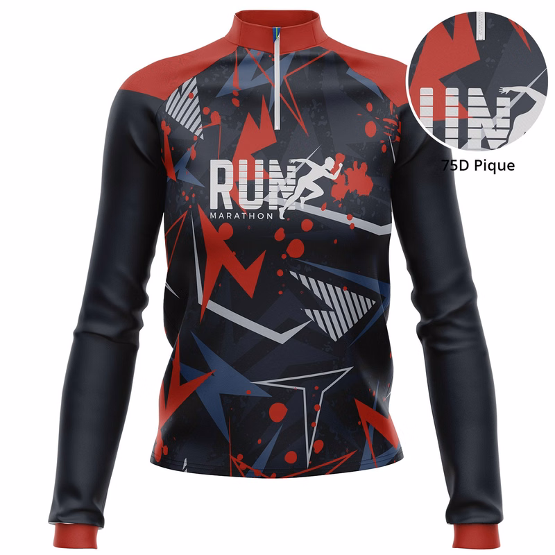 Women's 75D Pique Sublimation Full Color Quater zipper Turtleneck