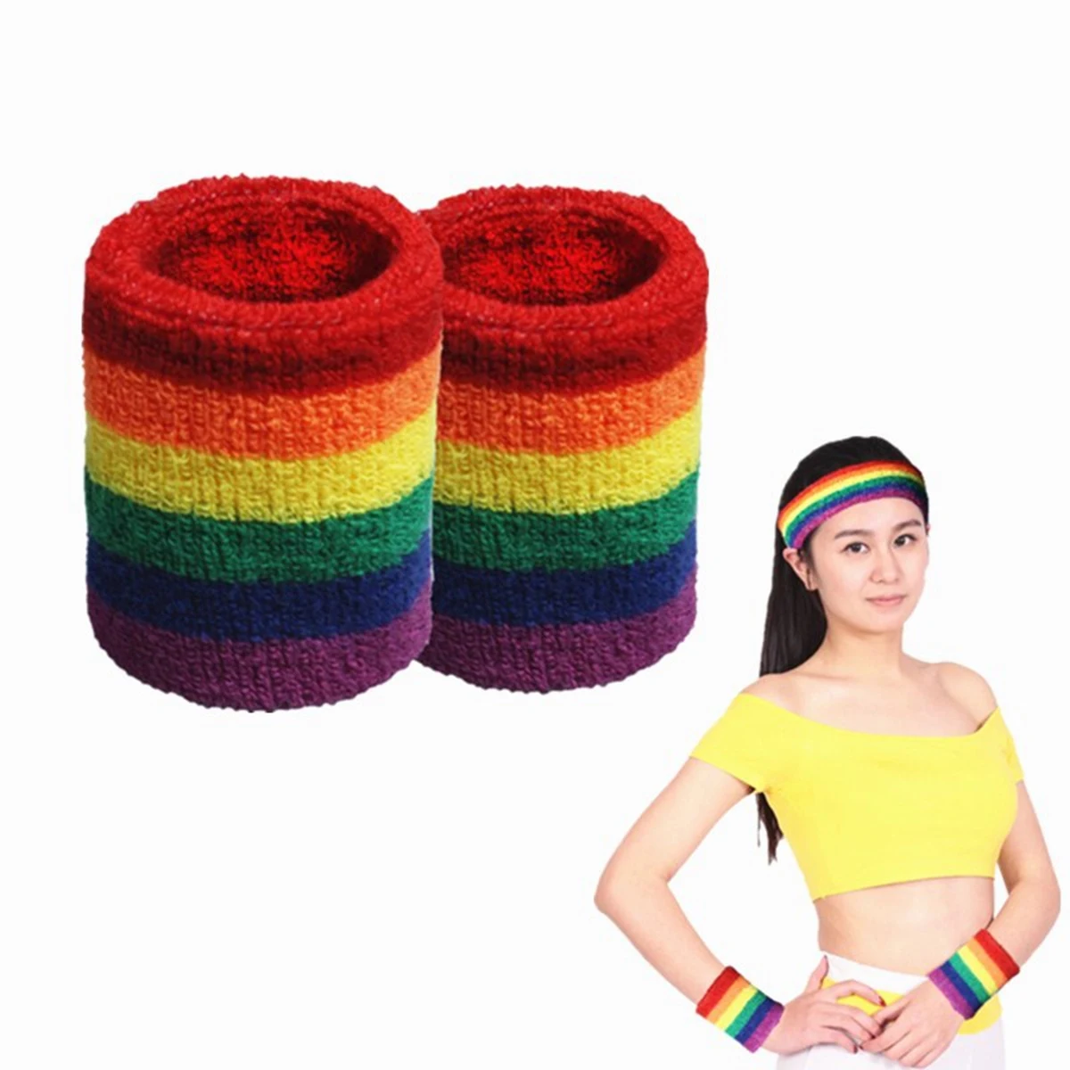 Stripes Rainbow Wrist Band 1