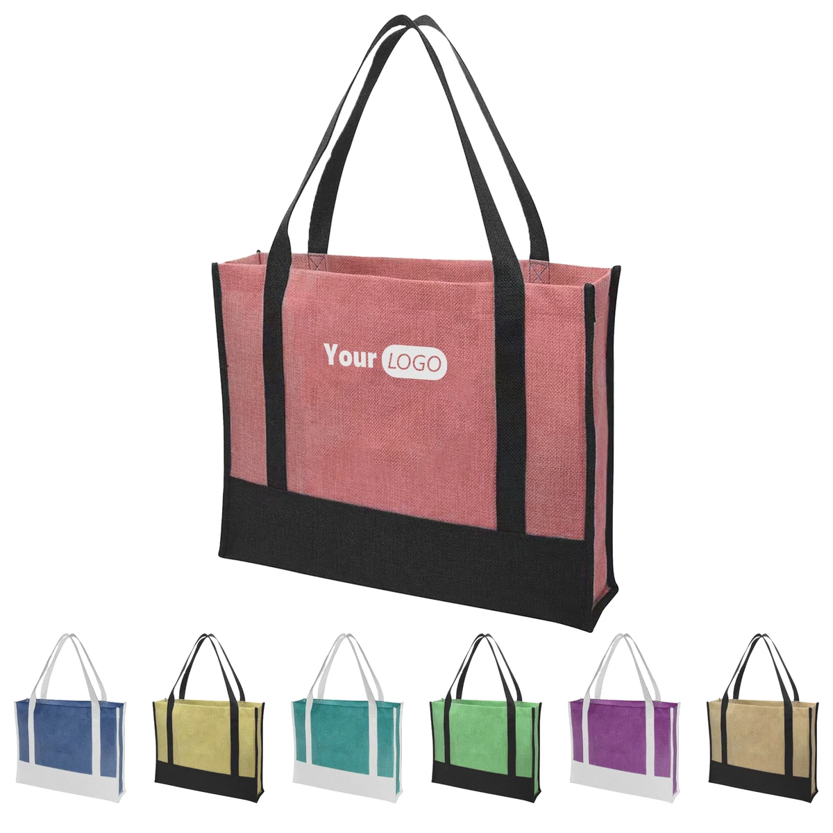 Polyester Reusable Jute Shopping Bag, custom tote bag with logo imprint 1