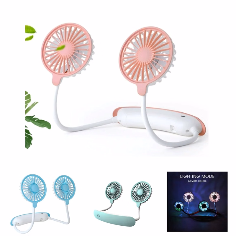 Silent portable lights with long battery life neck fan