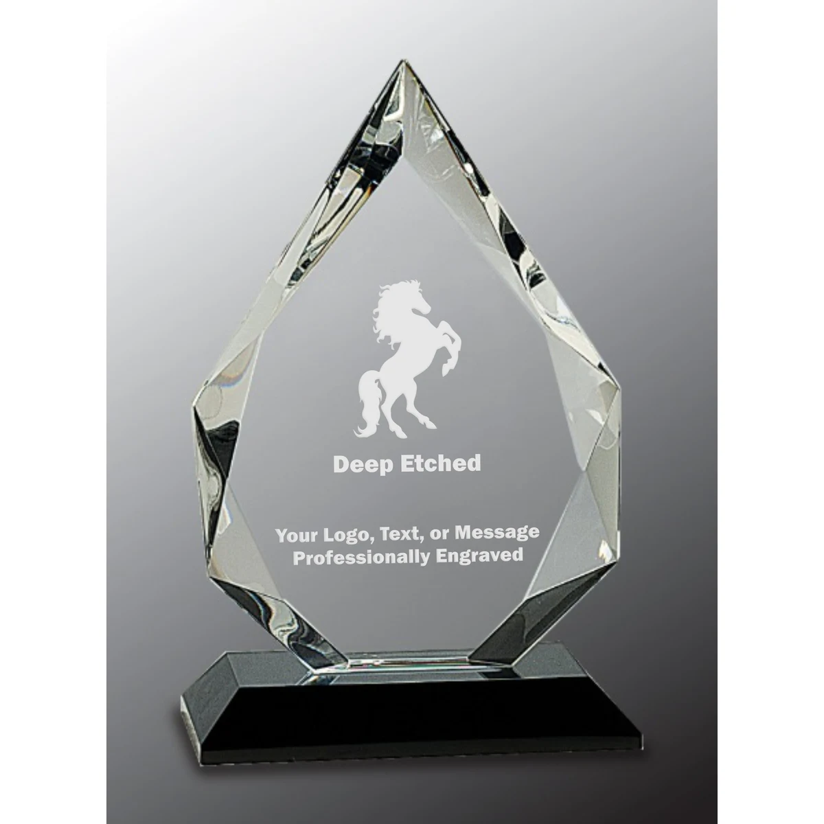 8" Diamond Crystal on Black Pedestal Base Crystal Award 1