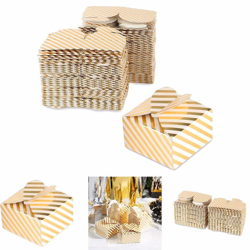 Gold Foil Striped Party Favor Gift Boxes