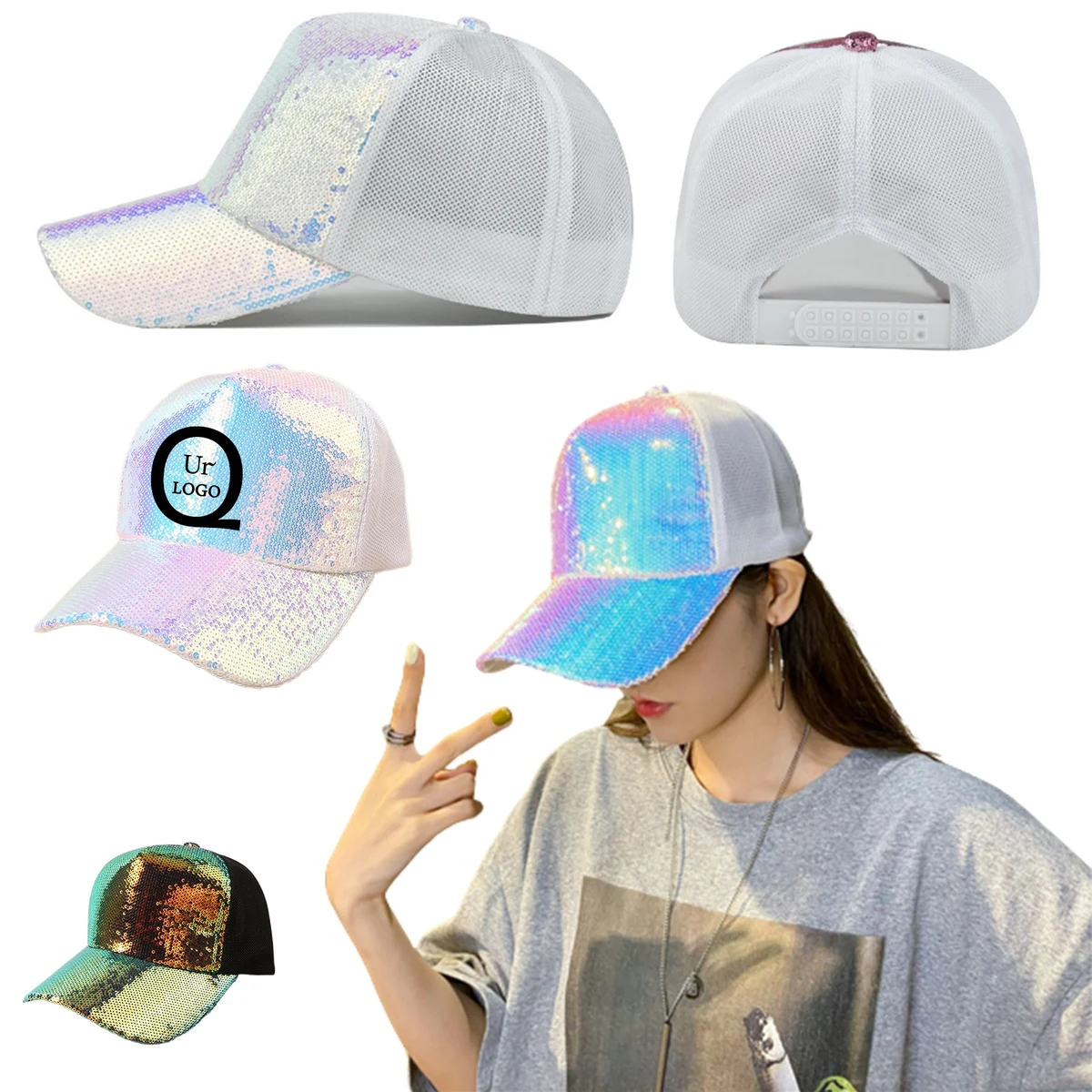 Laser Sequin Baseball Cap 1