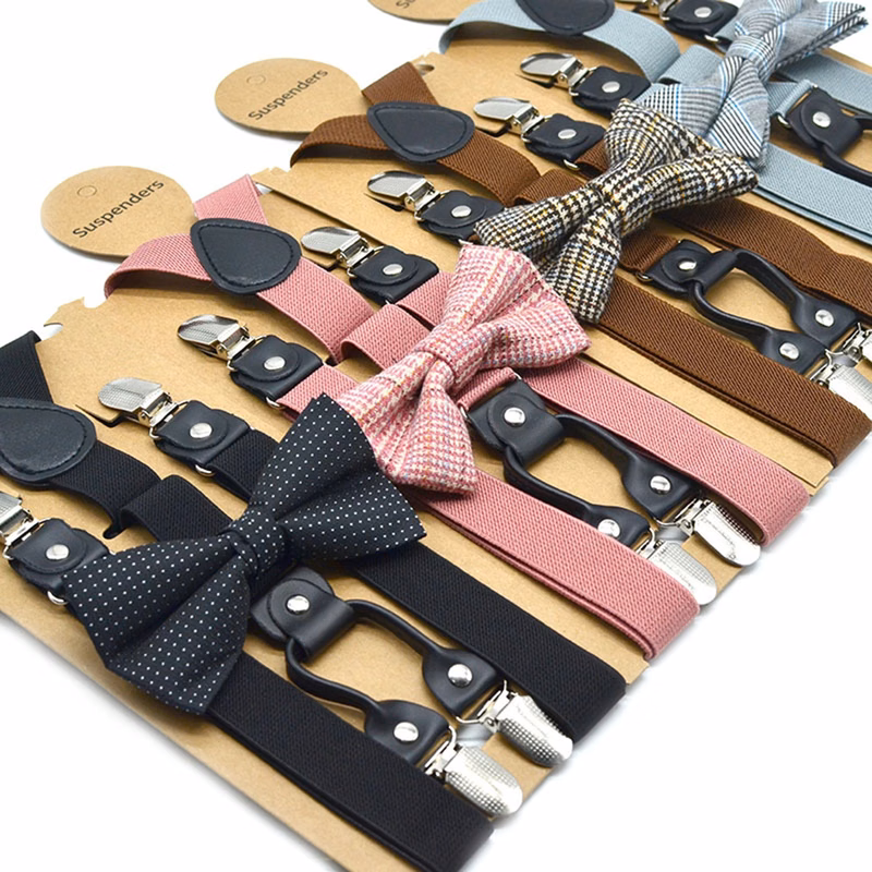 Adjustable Elastic Suspenders and Bow Tie