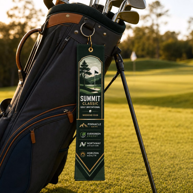 48Hr Quick Ship- Colored Microfiber Dri-lite Terry Golf Towel, Trifold, Finish size 6x25, Sublimated