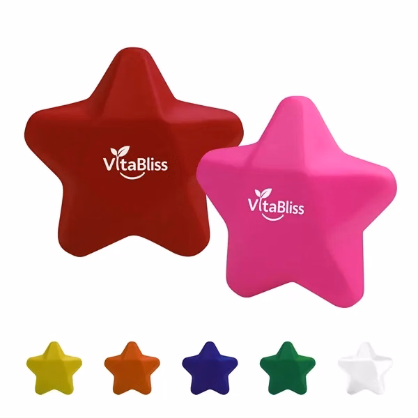 Custom 2 Inch Star Shaped PU Foam Stress Ball — Workplace Anxiety Relief Toy