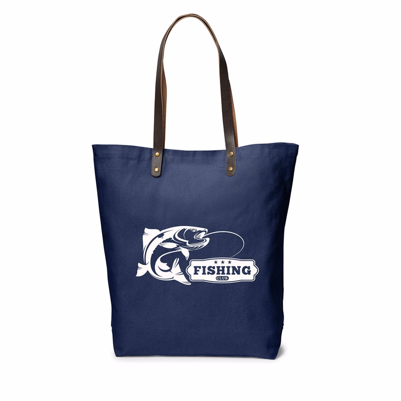 Urban Cotton Tote Bag with Leather Handles