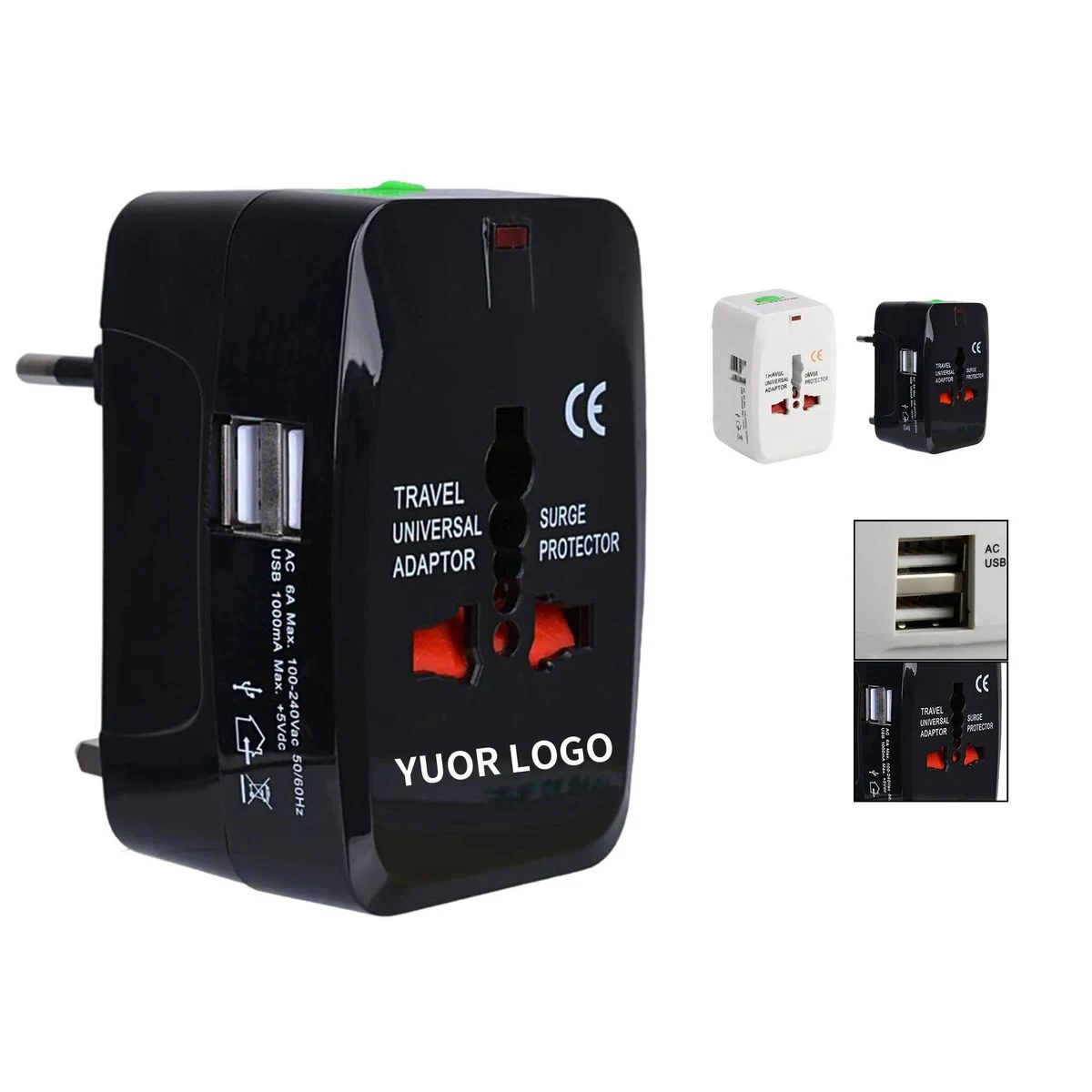 Compact Travel Power Adapter US EU UK Plug 1