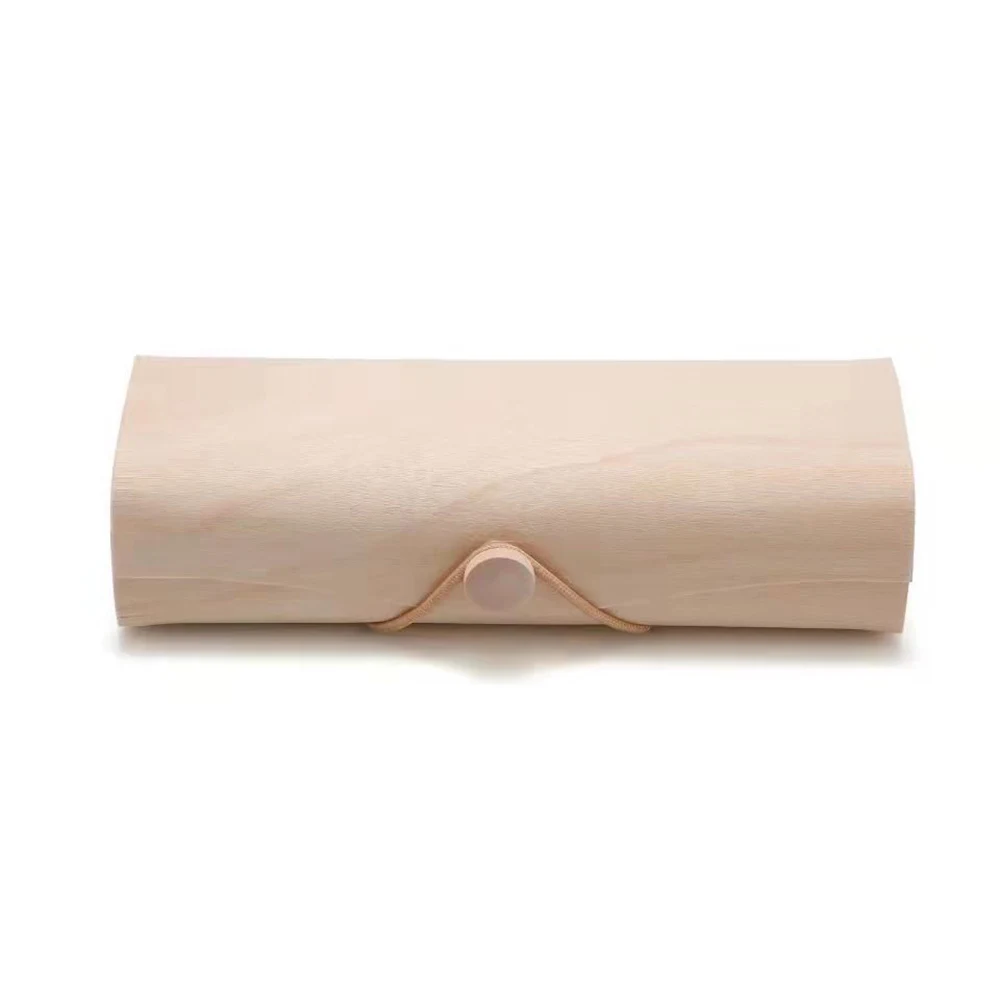 Natural Folding Wood Sunglasses Case With Button 1