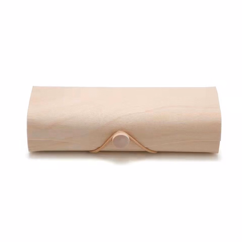 Natural Folding Wood Sunglasses Case With Button