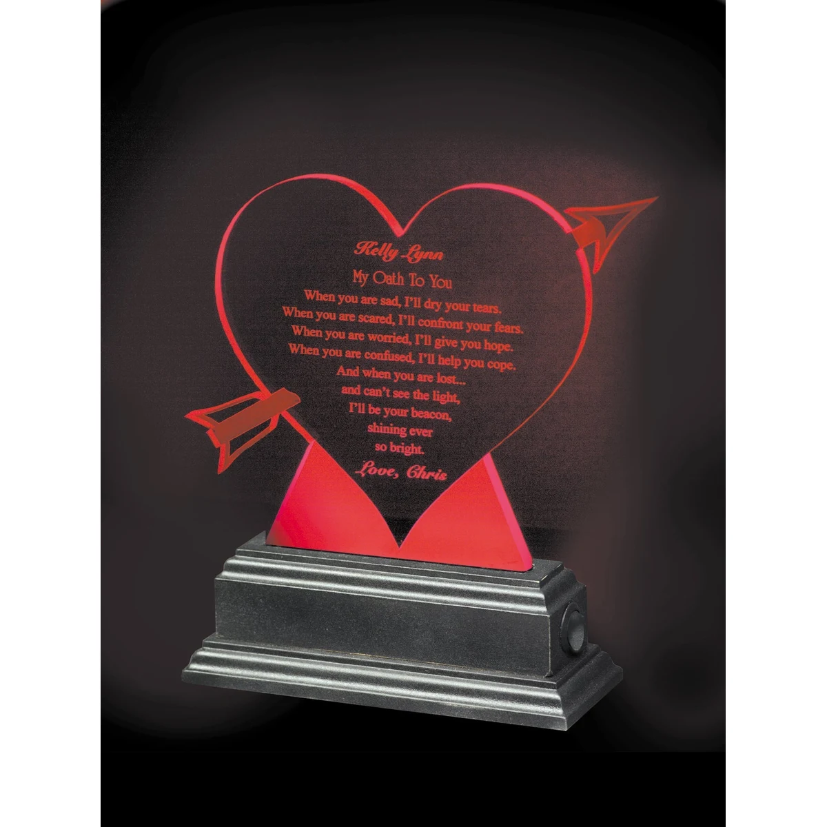 Red Allolight Heart Shaped Award 9" 1