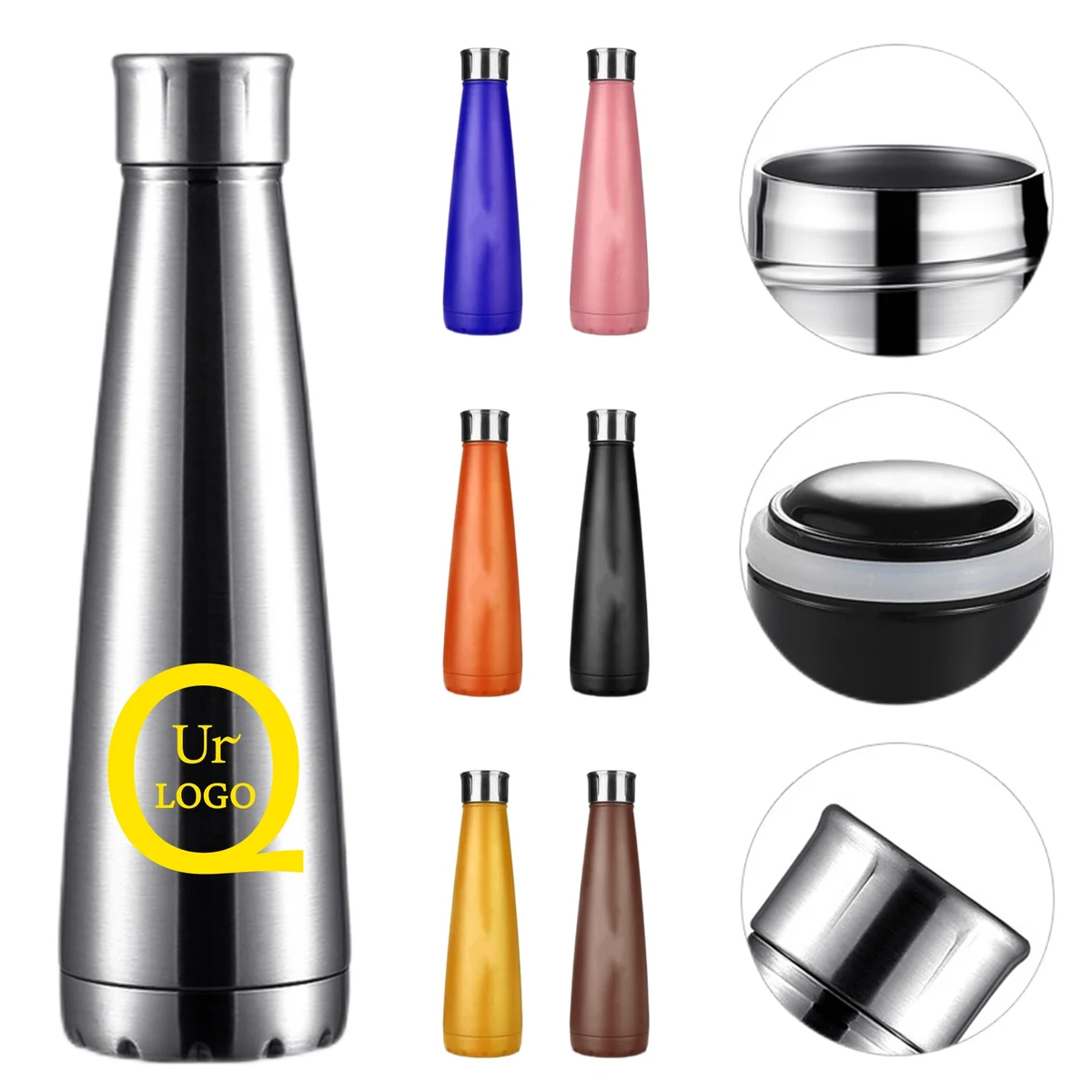 450 Ml Cola-Shaped Conical Vacuum Flask, custom water bottle with logo imprint 1