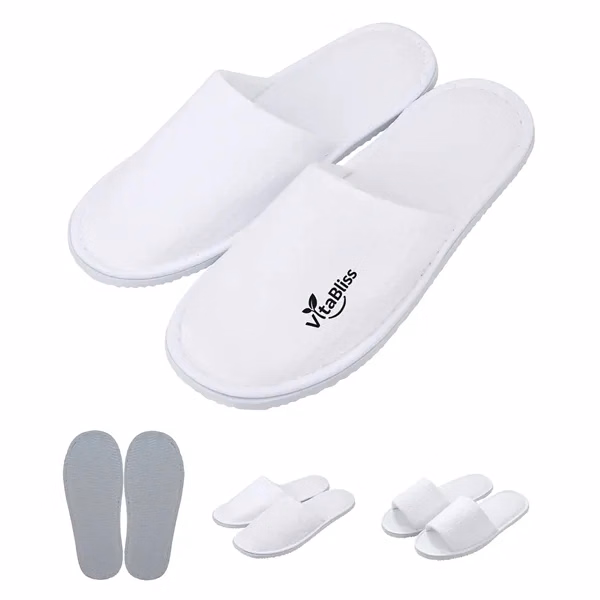 Custom Waffle Hotel Slippers With Non Slip EVA Sole — Hospitality & Spa Gift