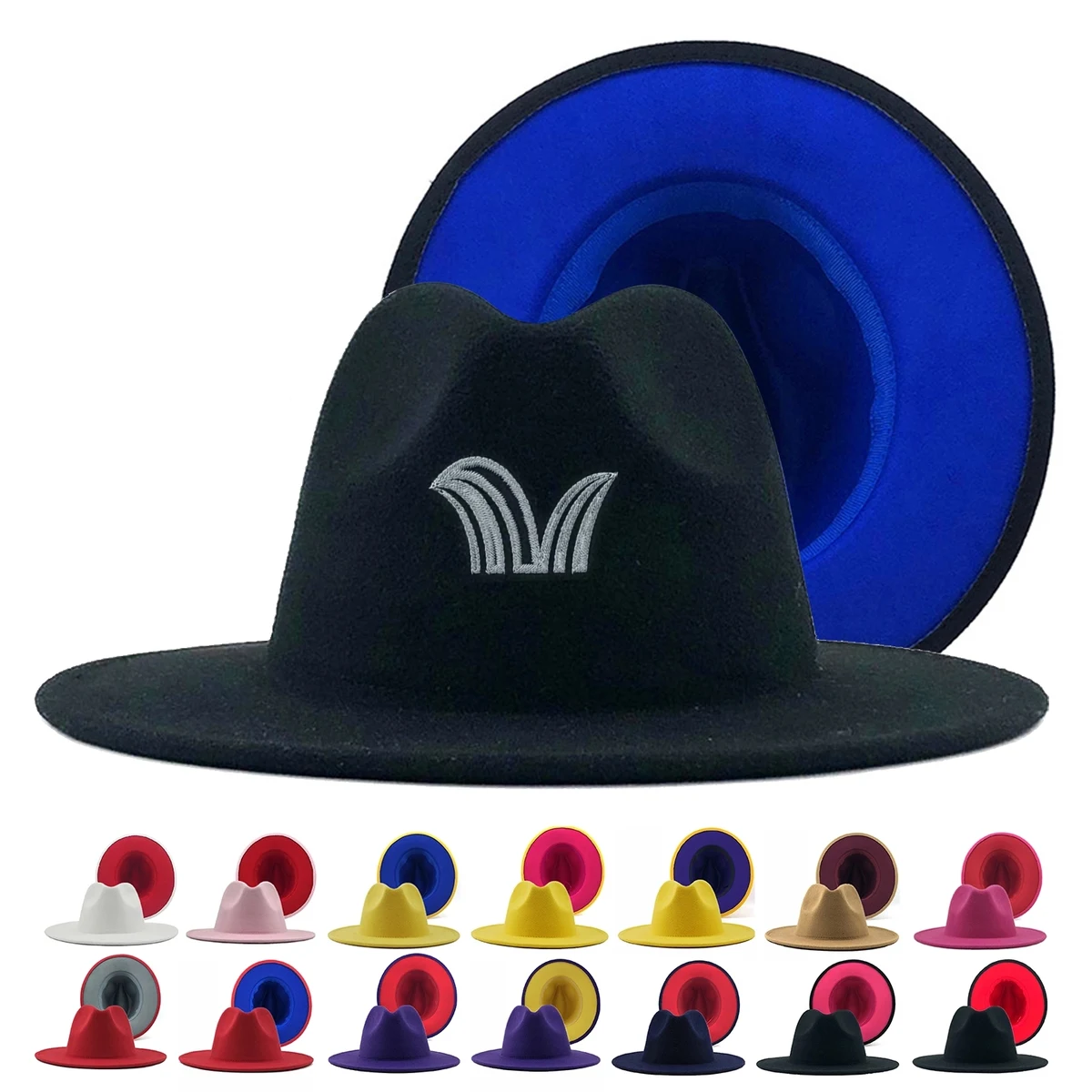 Two Tone Wide Brim Panama Fedora Hat 1
