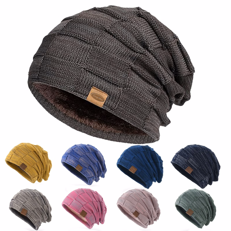 Slouchy Beanie for Men Winter Hats for Guys Lined Knit Warm Thick