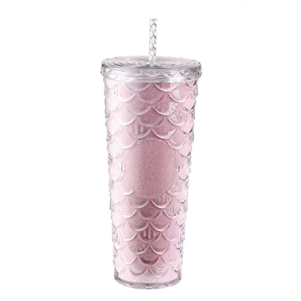 Creative Fish Scale Double-Wall Straw Cup 1