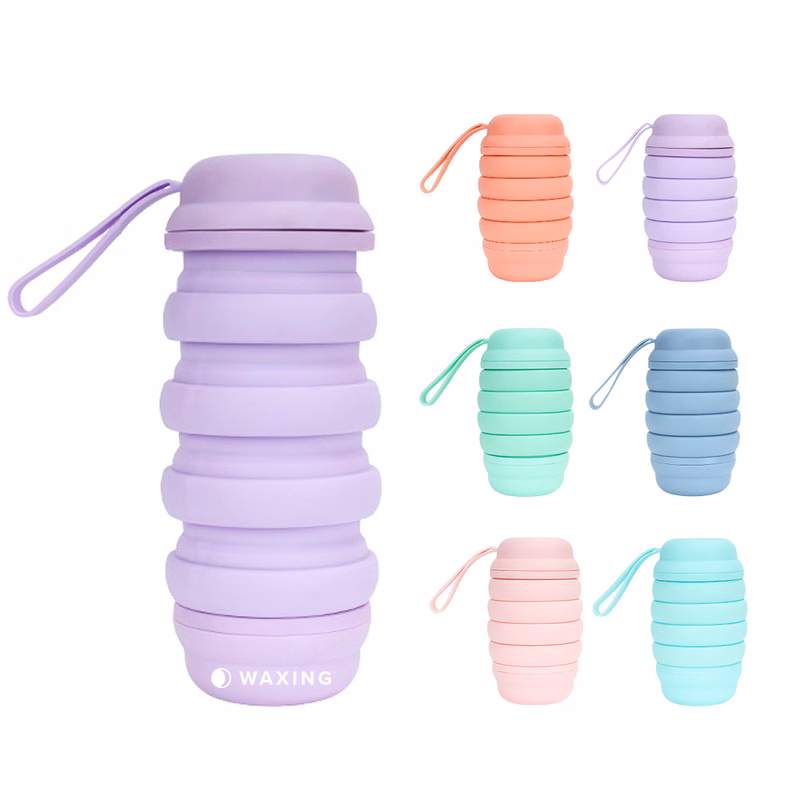 18.5 Oz. Handy Silicone Foldable Water Bottle