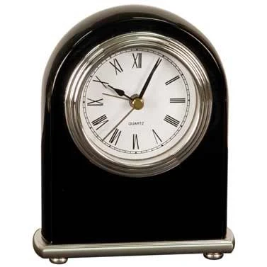 4" x 5" Black Piano Finish Arch Desk Clock 1