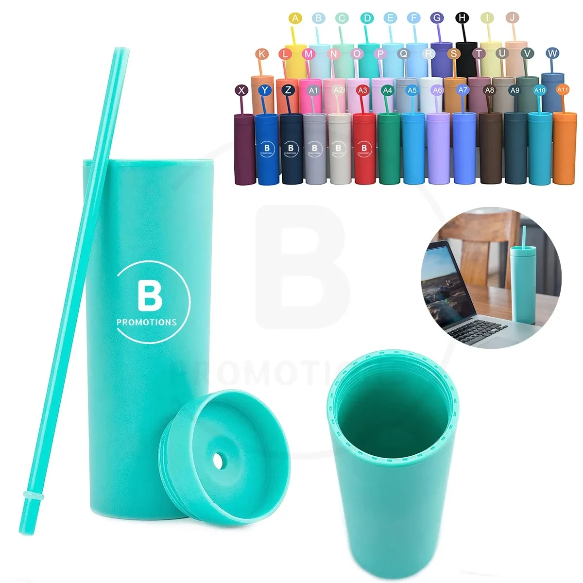 16 oz Colored Acrylic Tumblers with Lids and Straws 1
