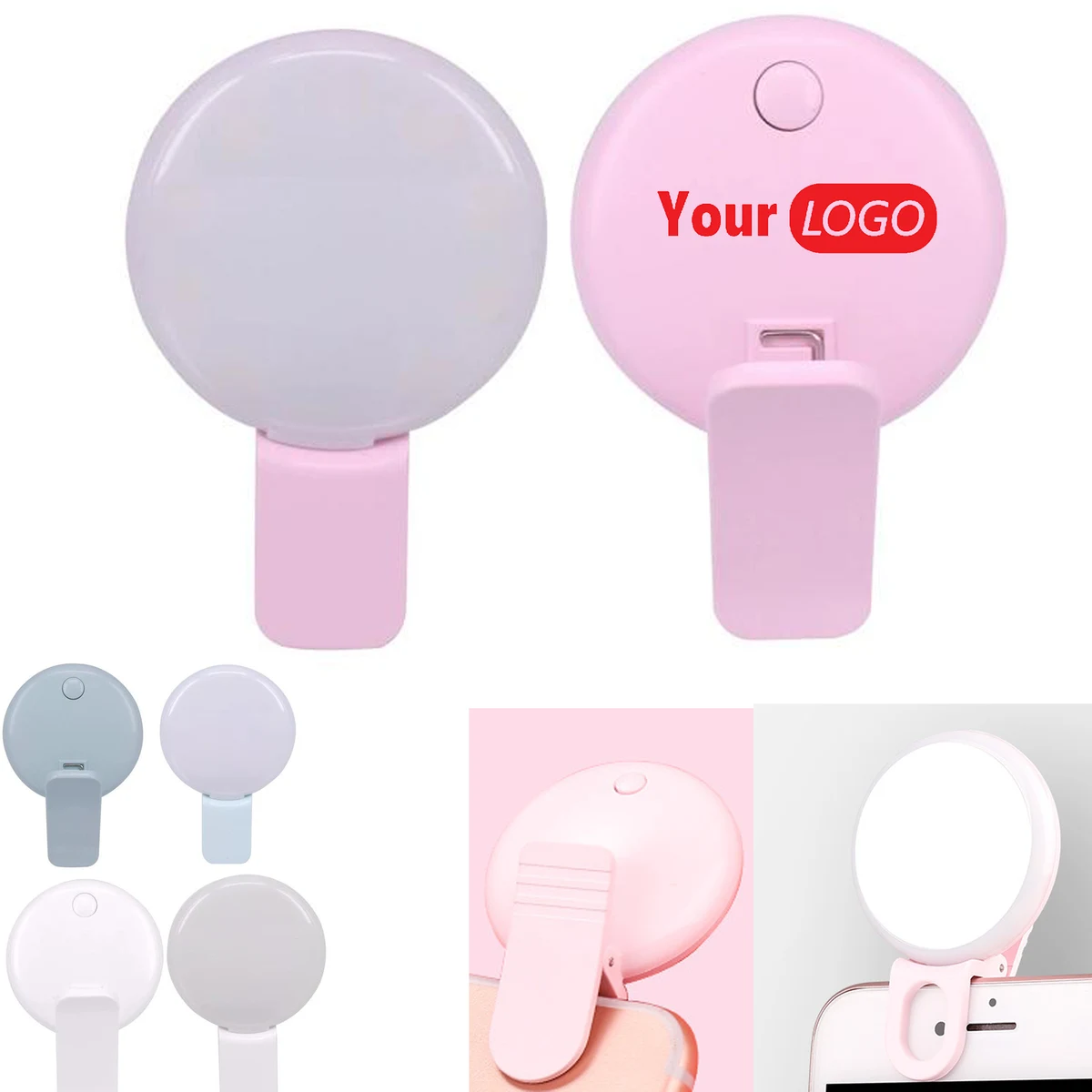 Phone Selfie Round LED Fill Light Recharging w/ Clip 1