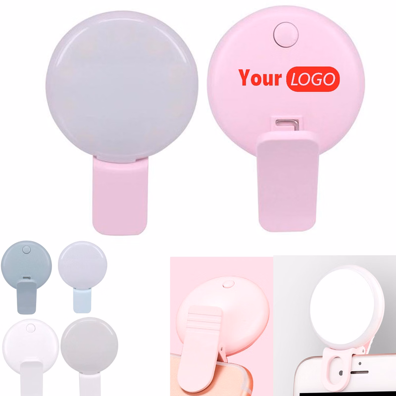Phone Selfie Round LED Fill Light Recharging w/ Clip
