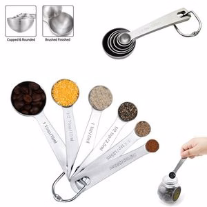 6 In 1 Stainless Steel Measuring Spoons Set With Engraved Measurement Marks
