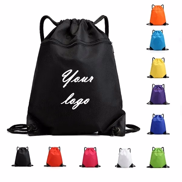 Cinch Sac Bag Drawstring Backpack with Zipper for Work, School and Travel