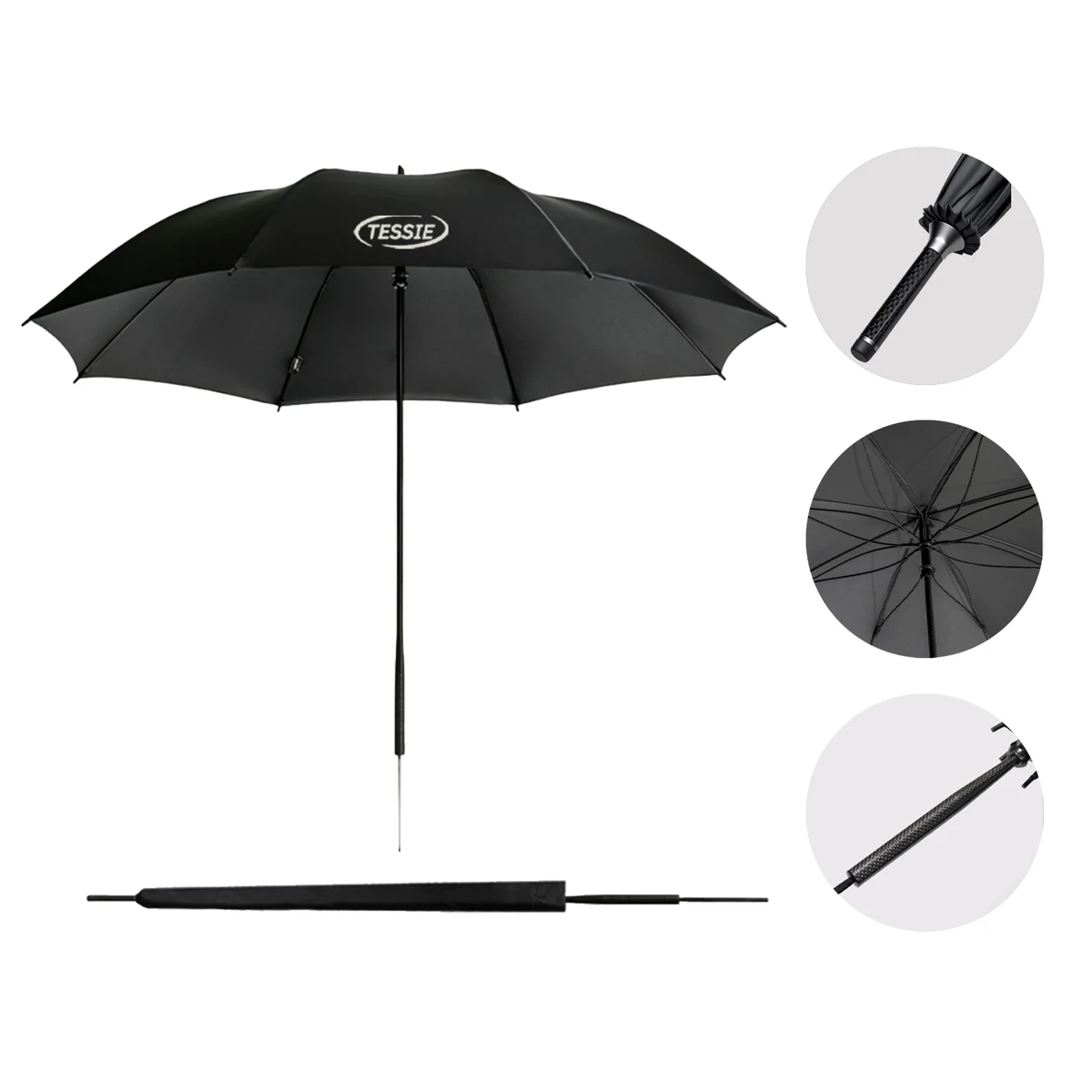 38 in RPET Carbon Fiber Long Handle Umbrella 1