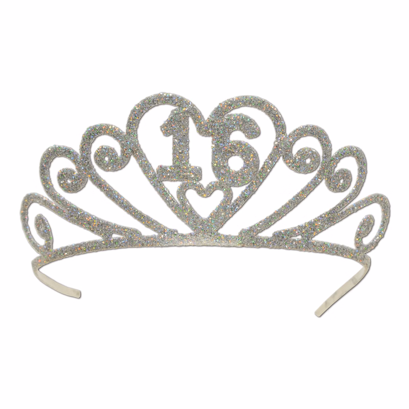 Glittered Metal "16" Tiara
