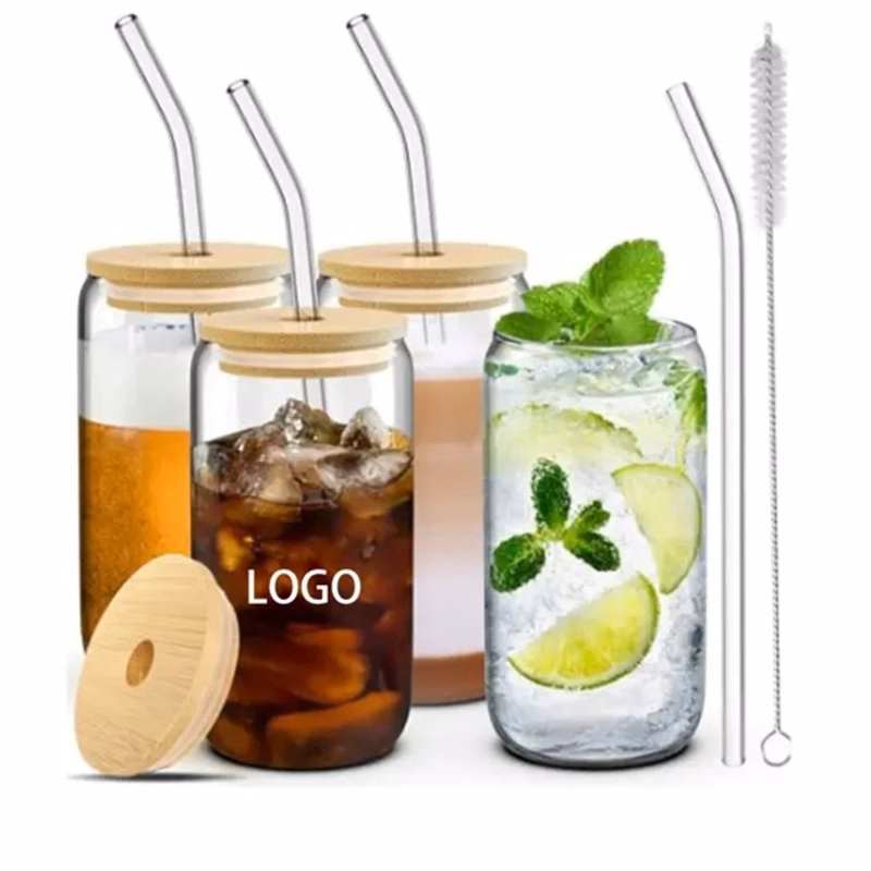 Pitcher Glass Cup With Straw