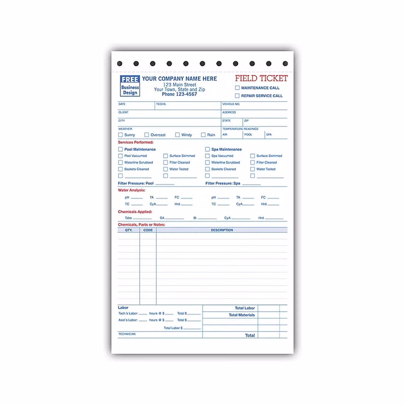 Pool - Spa Field Ticket Forms