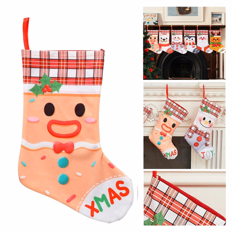 Brushed Fabric Decorative Holiday Gift Stocking