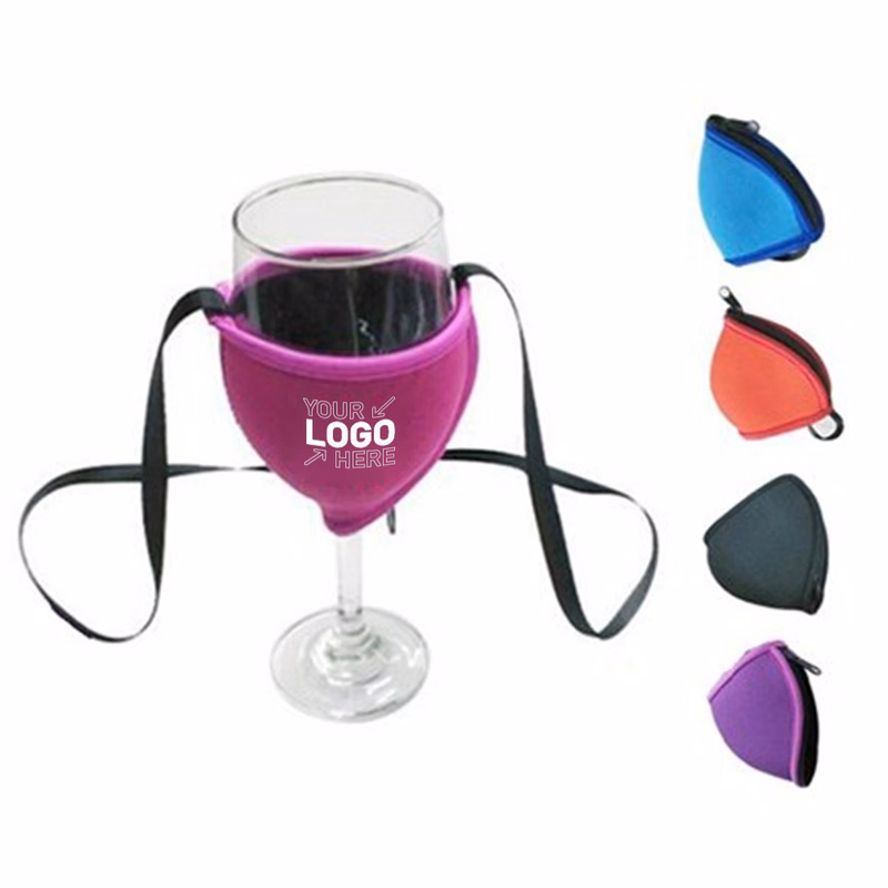 Strap and Zipper Neoprene Wine Glass Cooler