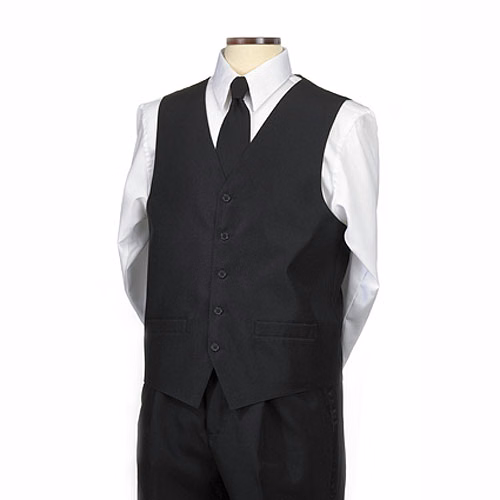 Black Polyester Men's Uniform Vest - 2XL - 56"