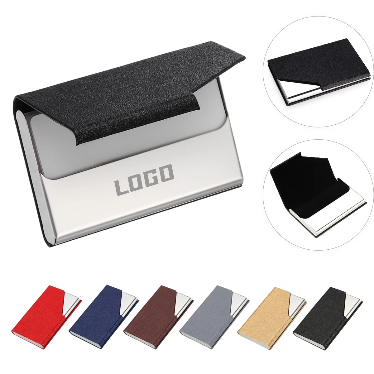 Custom Metal PU Leather Business Card Holder 1