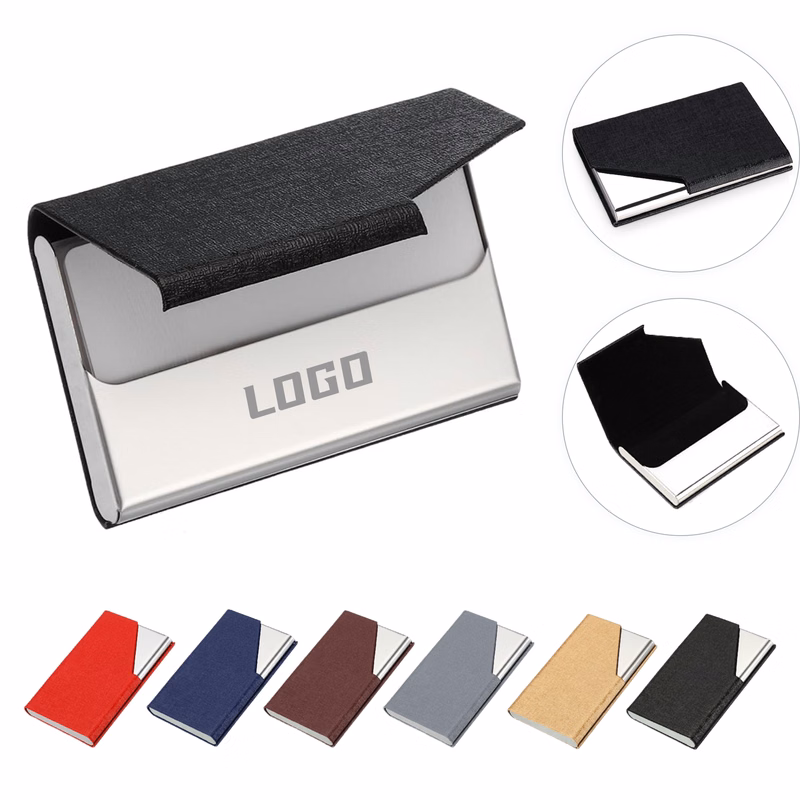 Custom Metal PU Leather Business Card Holder