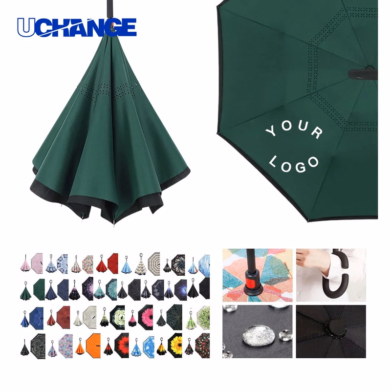 Nylon Reverse Folding Umbrella for Outdoor Use