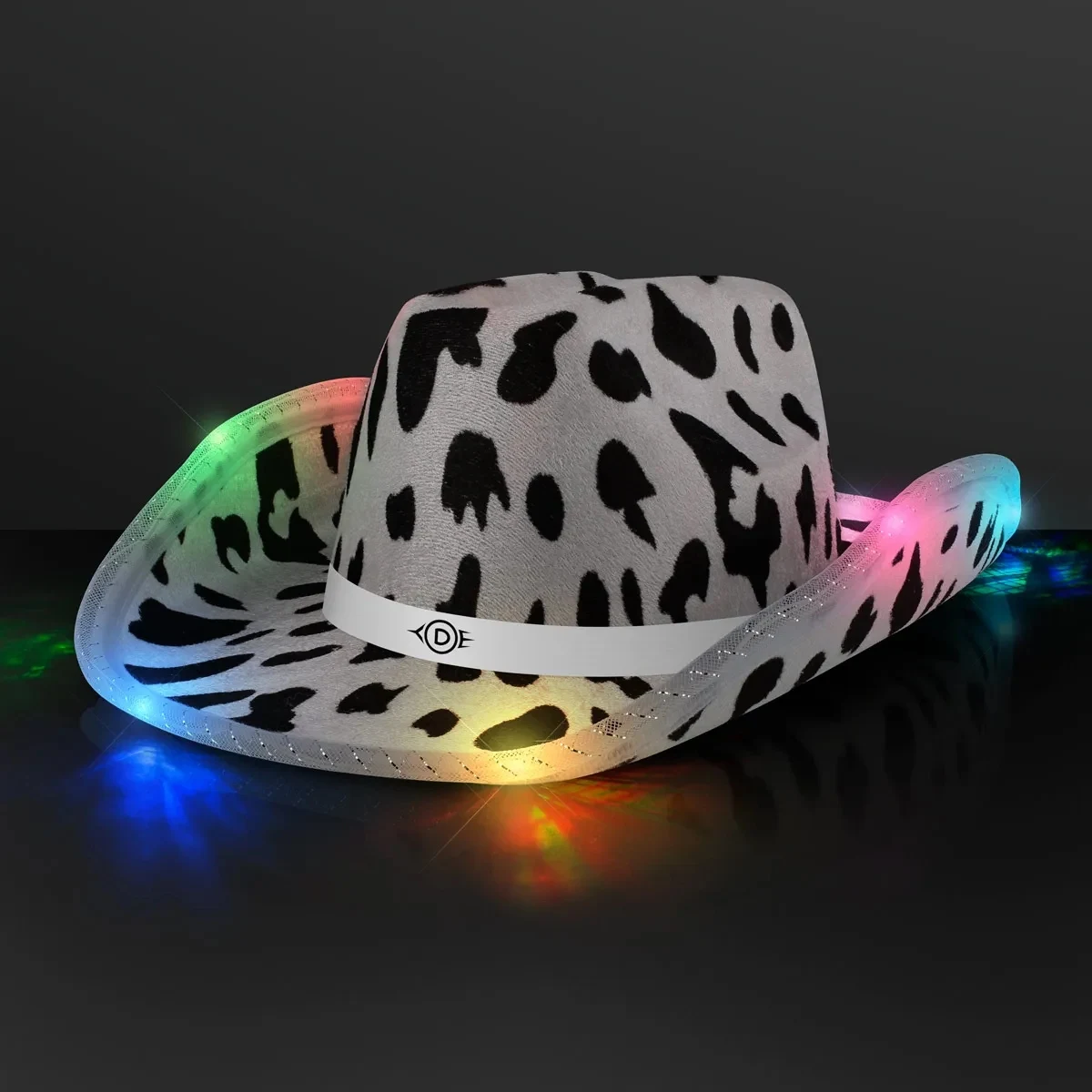 LED Cow Print Hat with White Band 1