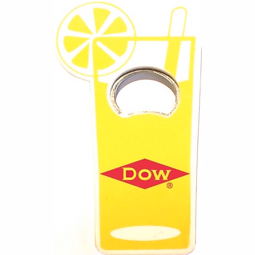Jumbo size soft drink cup shape magnetic bottle opener with lemon and straw