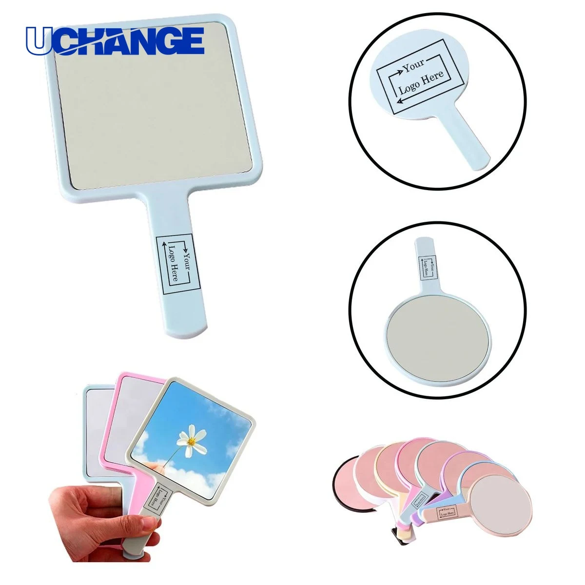 Silkscreen Plastic Handheld Makeup Mirror 1