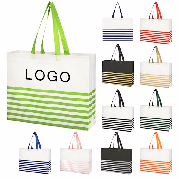 Non-woven Horizontal Stripe Tote Bag