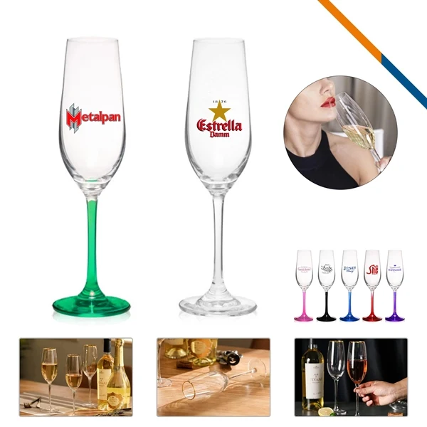 Custom 8 oz Lead-Free Crystal Champagne Glasses Thick Stem — Elegant Events 1