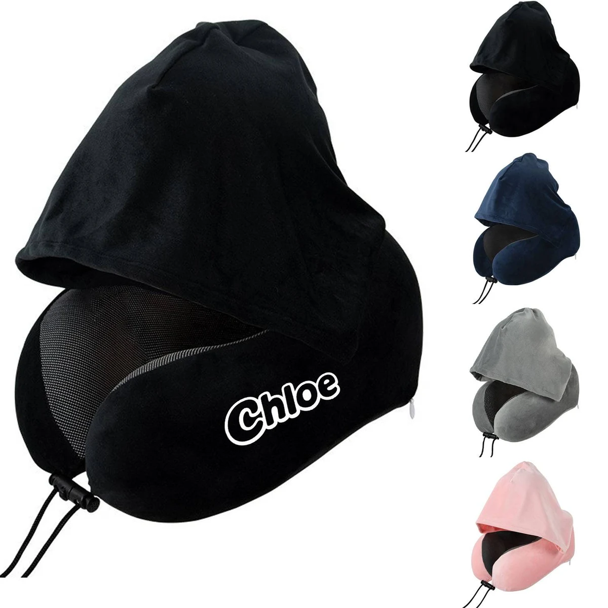 Hooded Memory Foam U Shaped Travel Neck Pillow 1