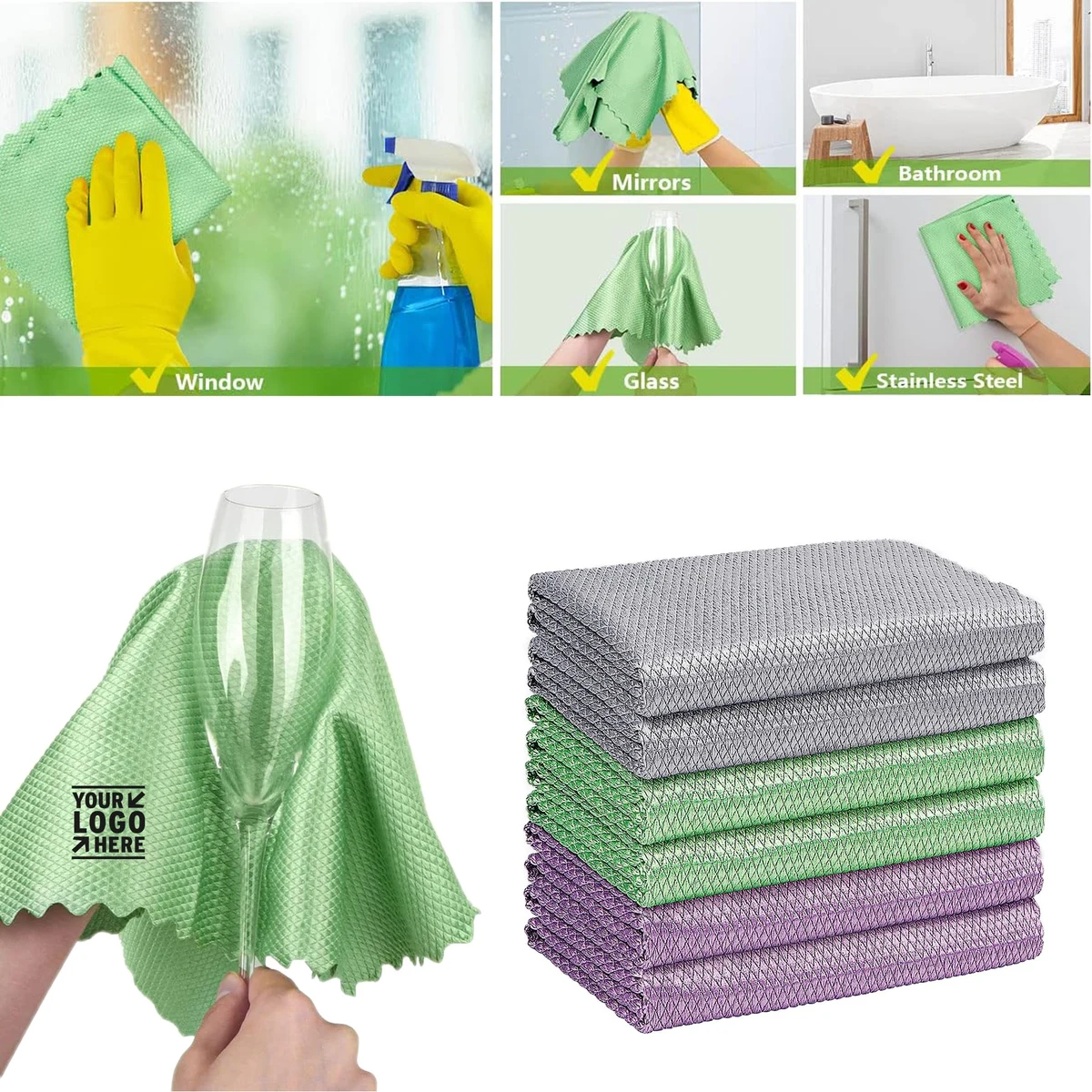 16" x 14" Lint Free Cloth Microfiber Glass Cleaning Cloths 1