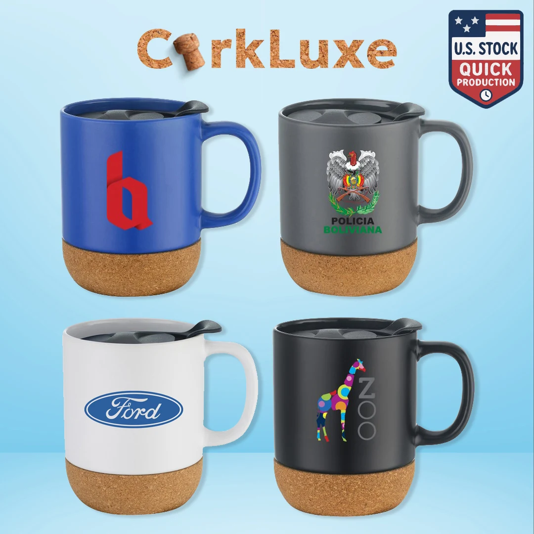 CorkLuxe Ceramic 12oz Mug With Matte Finish and Cork Bottom 1