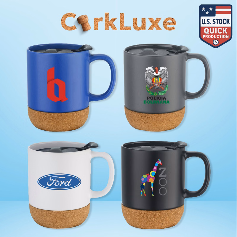 CorkLuxe Ceramic 12oz Mug With Matte Finish and Cork Bottom